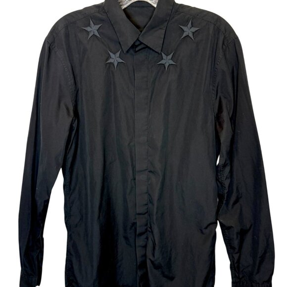 Givenchy Black Embroidered Stars Shirt - Size 15.5 Collar - Picture 2 of 9